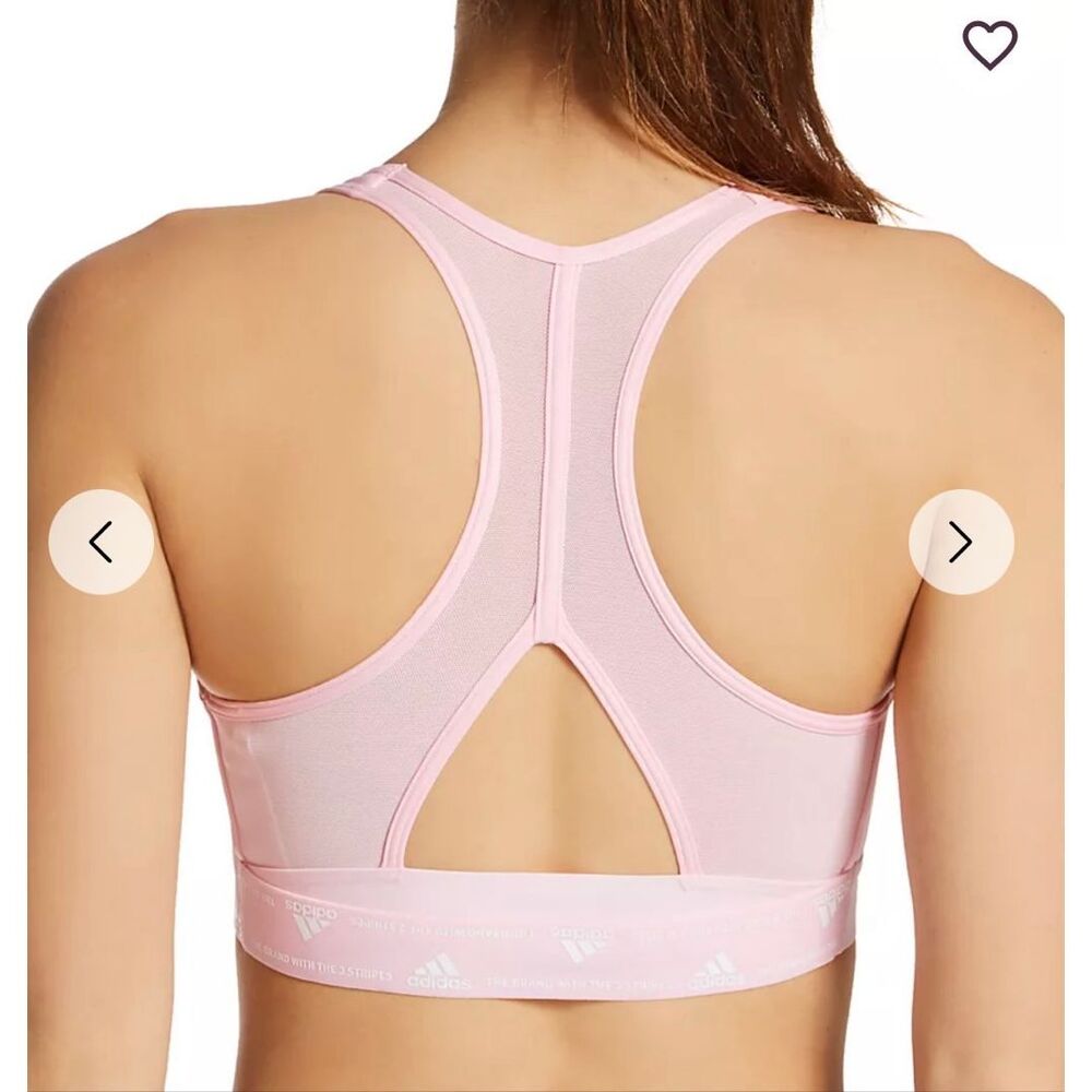 Adidas Powerreact Training Sports Bra Large Baby Pink Gently Worn - Picture 2 of 7